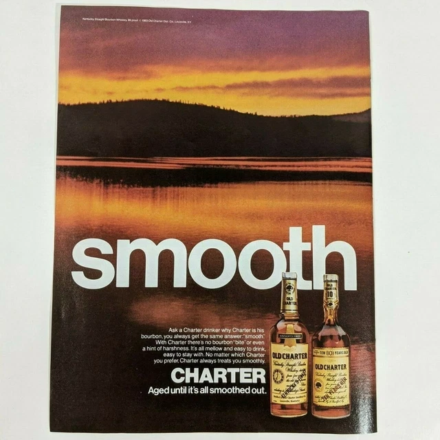Vintage Print Ad Old Charter Kentucky Straight Bourbon Whiskey 1983 Sunset Water
