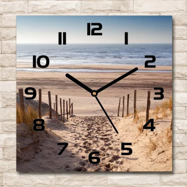 Reloj Decorativo de Vidrio Templado Estilo Moderno 30x30 Dunas costeras Paisaje