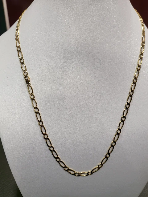 Chaîne Gourmette En Or Jaune 9 Carats – Neuf Avec étiquettes, Longueur 41 Ou 46cm, Largeur 0.75mm