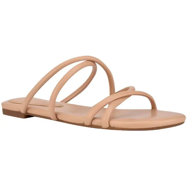 Nine West Womens Beva 3 Faux Leather Slip On Flat Sandals Shoes BHFO 8828