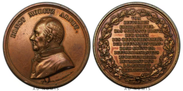 Allemagne Médaille Ernst Moritz Arndt TTB+ Cuivre médaille allemande