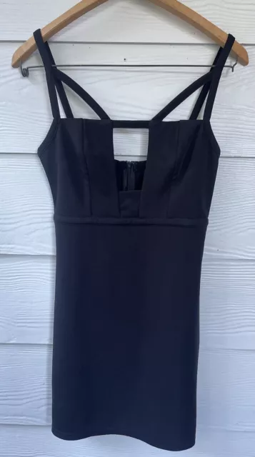 Tobi cut out front strappy bandage bodycon black mini dress medium (fits small)