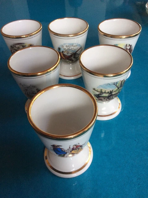 6 Tasses À Café Porcelaine De Luxe "La Gazelle", 6 Motifs Différents, Neuves