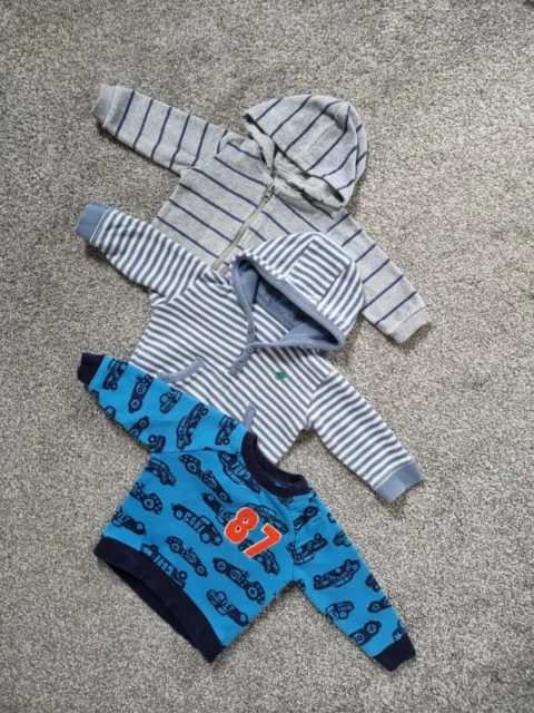 Baby Boys Jumper Hoodie Bundle 3-6 Months Velour Grey Blue casual zip up dd