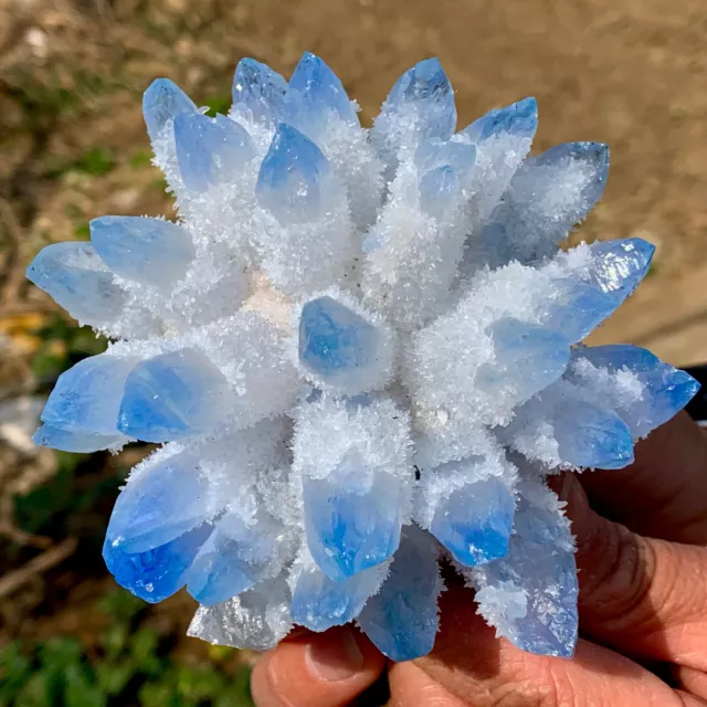 486g New Find sky blue Phantom Quartz Crystal Cluster Mineral Specimen Healing