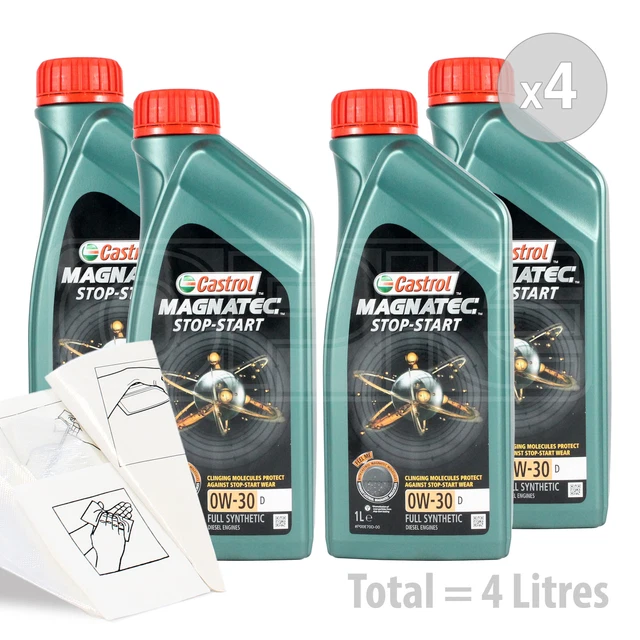 CAR ENGINE OIL Service Kit / Pack 4 LITRES Castrol Magnatec 0w30 D 4L