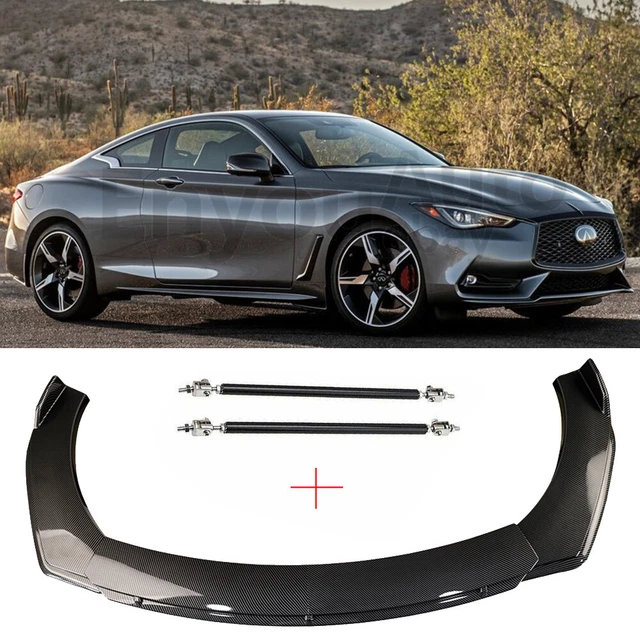 Front Bumper Lip + Strut Rods carbon fiber For Infiniti Q50 G35 G37 QX60