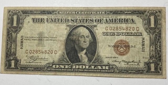 1935A $1 Hawaii Emergency Silver Certificate Nice Circulated