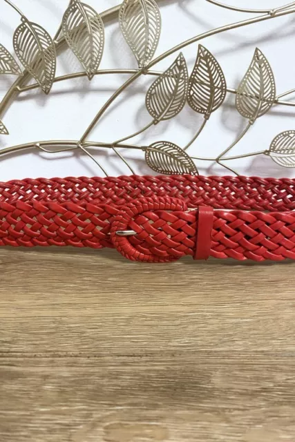 Ceinture tressée ROUGE simili cuir pour femme