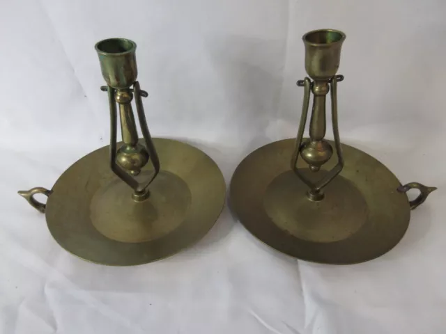 Set of 2 Vintage Brass Gimbal Candle Holder Self-Leveling Nautical Chamberstick