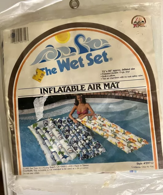 VINTAGE 1990 INTEX Wet Set Fabric / Vinyl Air Mat Lay Down Pool Lounger ...