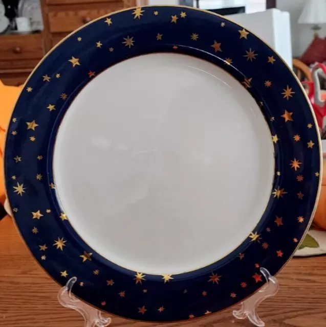 Galaxy Dinner Plate (s) 10 1/2" 14k Gold Stars Sakura Fine Porcelain Navy White!