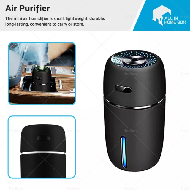 USB Car Air Purifier Diffuser Aroma Oil Humidifier Mist Led Night Light Home