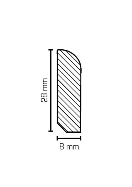 Vorsatzleiste Abachi 8 x 28 mm roh 200 cm Fußleiste Fußbodenleiste Sockelleiste 2