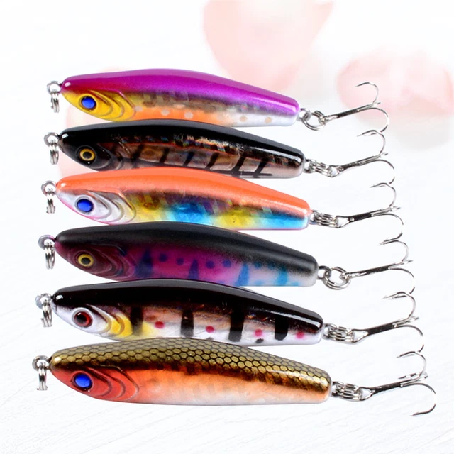 6 pièces 6,4 cm/10,2 g leurres de pêche durs colorés coulants à long tir