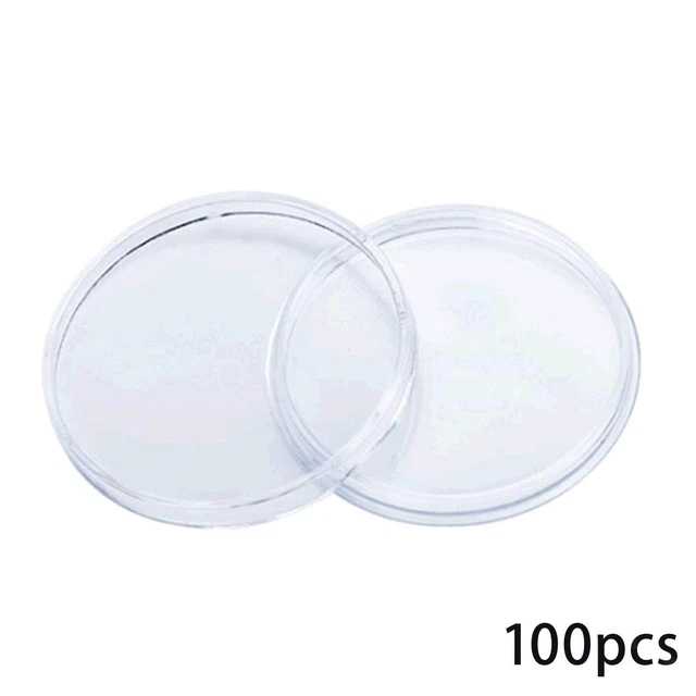 100x Clear Coin Holder Capsules 14mm Round Coin Container Case Home Use