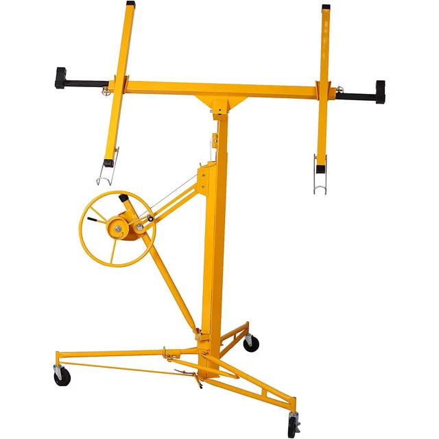 Drywall Rolling Lifter 11FT Plasterboard Panel Hoist Jack Lifter w/Rolling Wheel