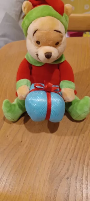 Disney Store Winnie The Pooh As Christmas Elf Beanbag