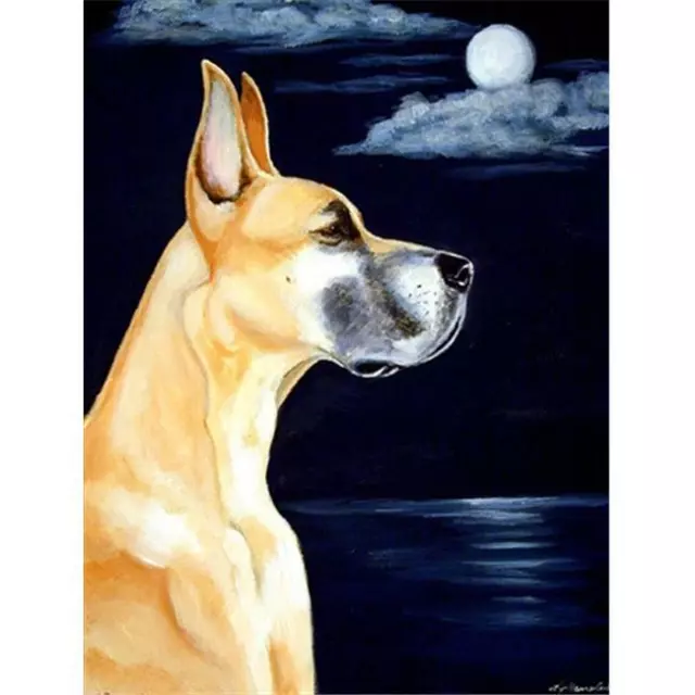 Carolines Treasures 7100CHF Fawn Great Dane in the Moonlight Canvas Flag - Ho...