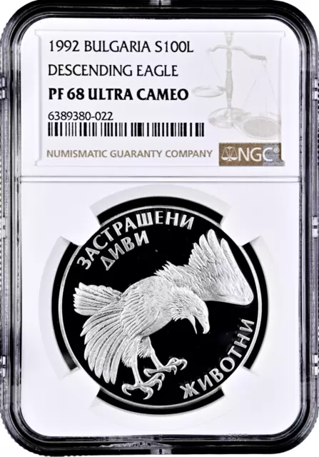 Bulgaria 100 leva 1992, NGC PF68 UC, "Endangered Species - Eagle"