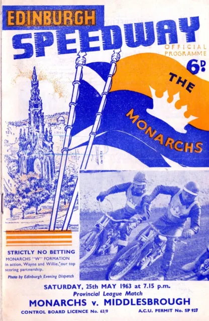 EDINBURGH v Middlesbrough, May 25, 1963 Programme  +++ FREE UK POSTAGE