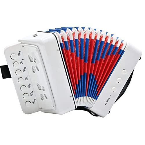 Kids Accordion 10 keys Button Accordions,Musical Instrument,Accordian White