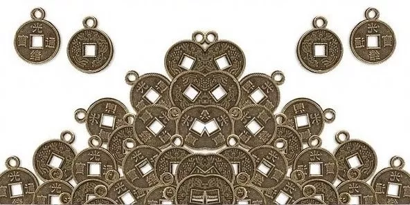 50 Antique'd Brass COIN Charms 10mm plus loop ~ Oriental / STeAmPuNk ~ Drops !