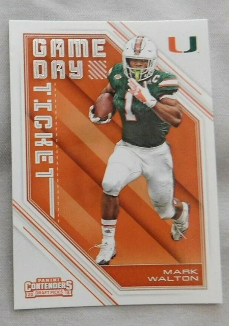 2018 Panini Contenders Draft Picks Game Day Ticket #27 Mark Walton Miami Florida