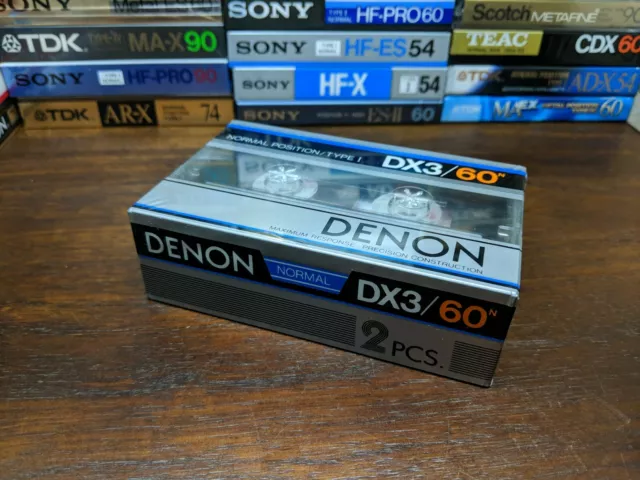 2-Pack Denon DX3 60n Type I blank audio compact cassette. 3