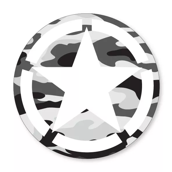 2 x GREY CAMO STAR - Flag Car Van Lorry vinyl Self Adhesive stickers