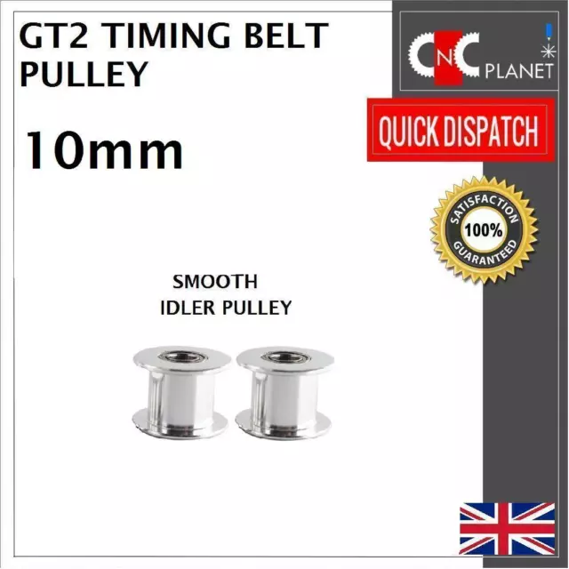 GT2 10mm Timng Belt Smooth Tooth Idler Drive Pulley 16 20 30 36 40 60 Bore 3 5 8 2