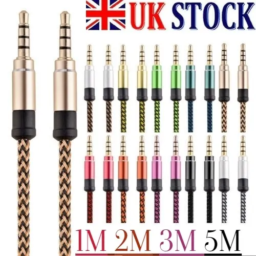Aux Cable Jack To Jack 3.5Mm Audio Lead Male Stereo 1 To 5m Car PC Phone Plug