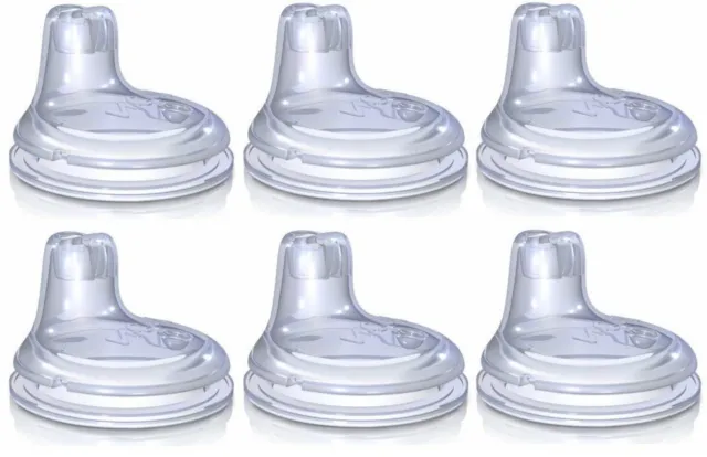 Nuby Sippy Gripper Cup Replacement Spouts Insert Lid - 6 Count