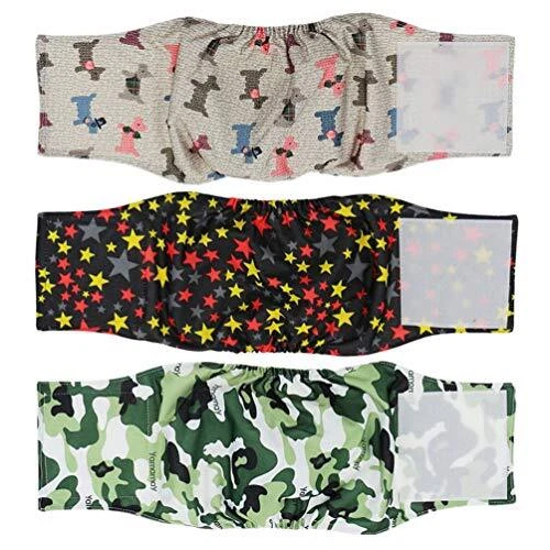 Hanyi Lot de 3 couches lavables et réutilisables pour chien tour de taille  3...