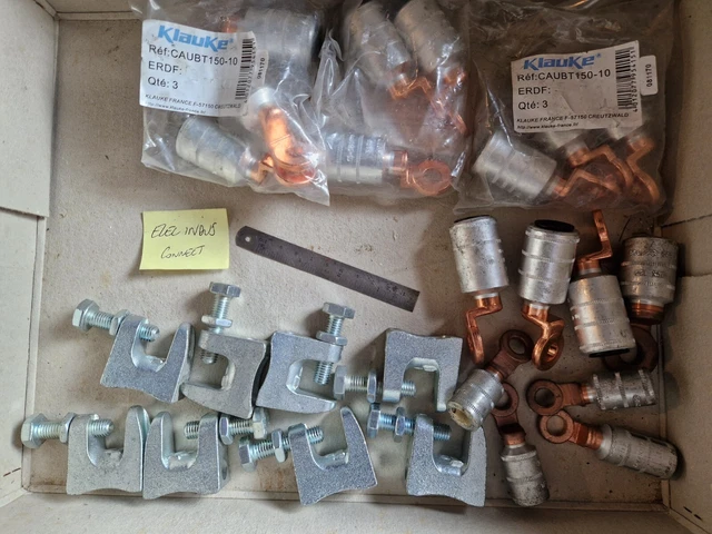 SC Lot de 17 Cosse fût court Alu-Cu 150mm² M10 CAUBT150-10  + 7 fixations klauke