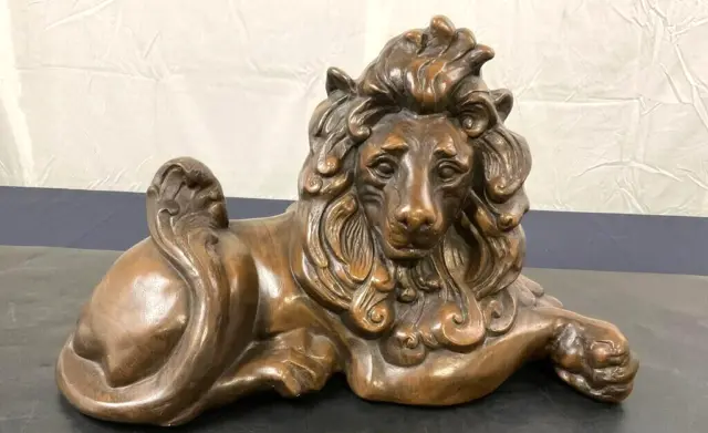 Large Vintage Fabbri Art Studio of San Francisco Bronze Chalkware Lion