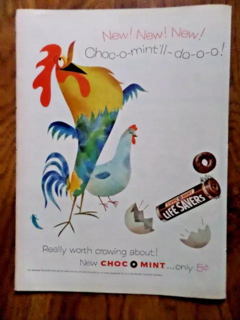 1956 Life Savers Candy Ad  Rooster Really Worth Crowing About  Choc O Mint