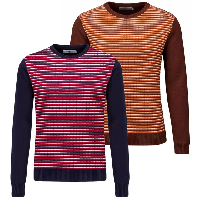 Madcap England Mens Mod Racing Stripe Roll Neck Knitted Jumper – Lewis MC130 – 100% Cotton