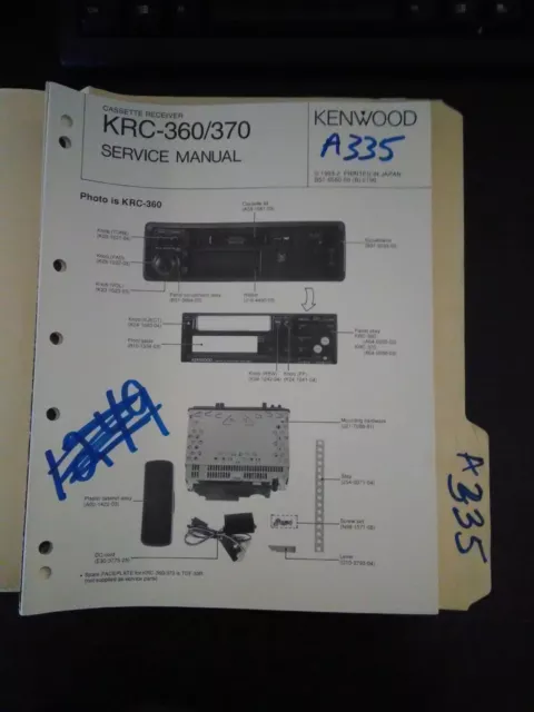 KENWOOD KRC-360/370 service manual original repair book