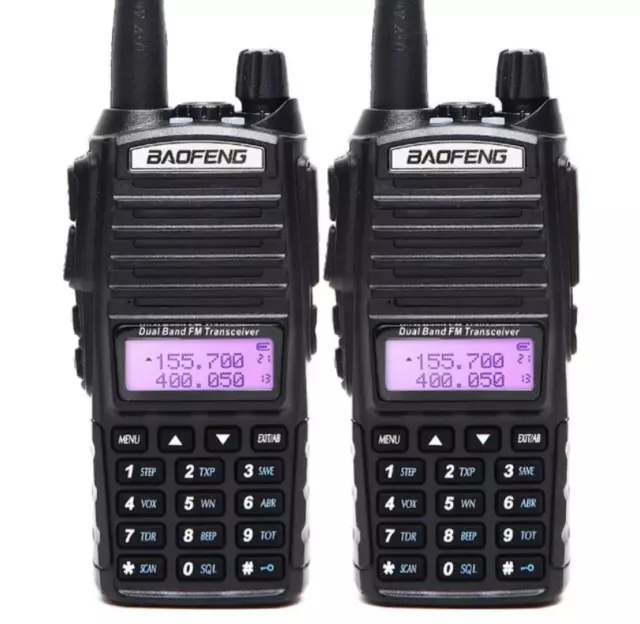 2X Baofeng Uv82 Walkie-Talkie 10W Impermeabile Radio Vhf Uhf Dual Band 10000 Mah