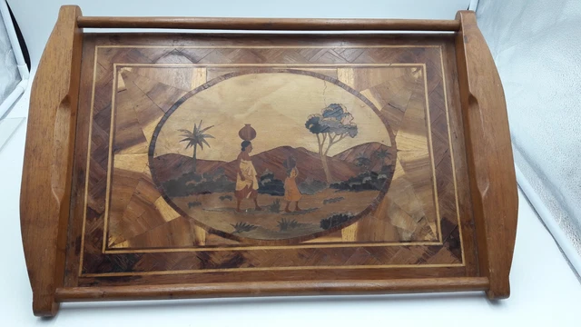 Grand Plateau Vintage Marqueterie  Design   Deco Collection