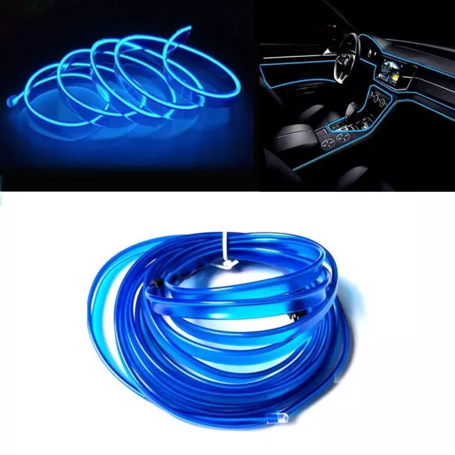 Striscia Led Fibra Ottica 12V Interni Auto Luce Decorativa Atmosfera (3M-Blu)