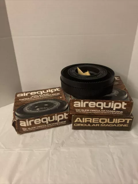 AIREQUIPT Circular Magazine Carousel 100 Slide Holder w/box Vintage LOT OF 3