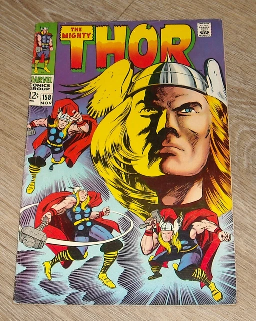 MIGHTY THOR #158 MARVEL COMICS November 1968 DETAILED ORIGIN STAN LEE JACK KIRBY