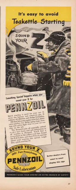 1944 Pennzoil Motor Oil City PA Tea Kettle Car Starting Sound your Z vintage ad