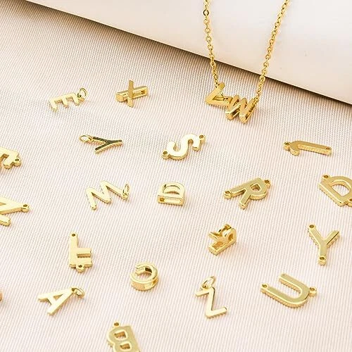 26Pcs 18K Gold Filled A-Z Alphabet Letters Charms for Jewelry Making, Initial