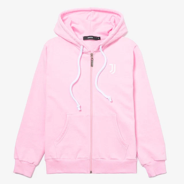 Juventus Felpa con Cappuccio Rosa Chiusura Zip Cotone Prodotto Originale Bambina