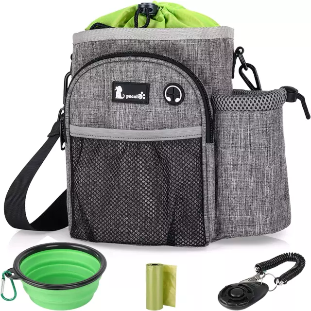 Pecute XL Dog Walking Bag with Water Bottle Holder, Waterproof Dog Treat Pouch