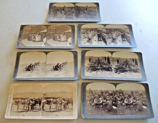 8 Boer War Stereo Cards 1 Aussie Munster Worcester Nurses Underwood Stereoscopic