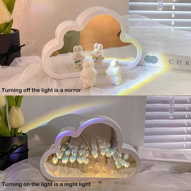 DIY CLOUD TULIP LED Night Light Mirror Table Lamps Decorations